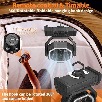 Portable Tent Camping Fan Desk Fan LED Lantern - salelink.co.nz