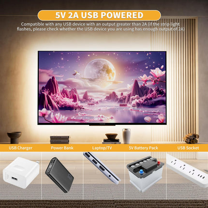 1M USB COB LED String Light Strip - Natural White