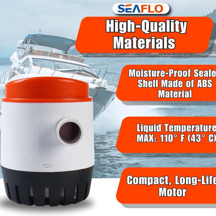 12V 1100GPH Seaflo Automatic Submersible Bilge Pump - salelink.co.nz