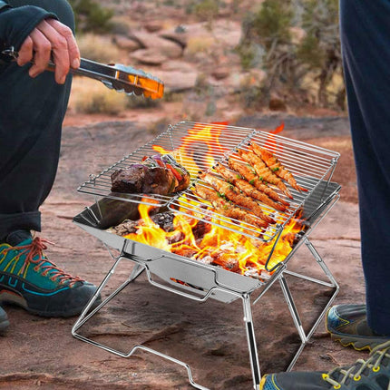 Folding BBQ Campfire Grill Barbeque Portable Camping Grill - salelink.co.nz