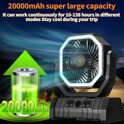 Portable Tent Camping Fan Desk Fan LED Lantern - salelink.co.nz