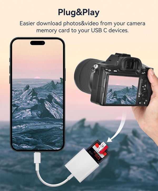 Type C to SD Card Reader Camera Adapter Phone Macbook USB-C