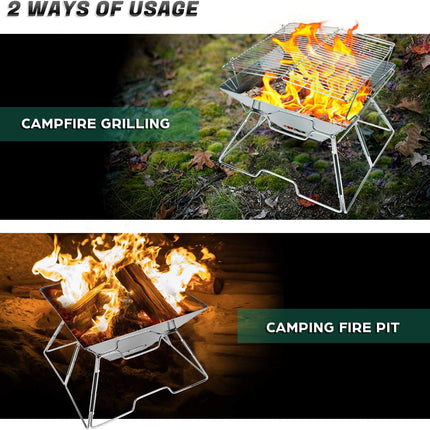 Folding BBQ Campfire Grill Barbeque Portable Camping Grill - salelink.co.nz