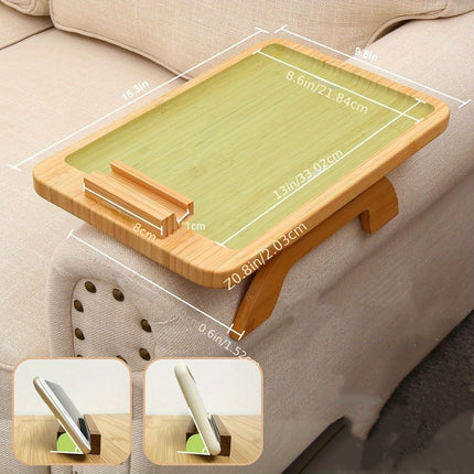 Bamboo Sofa Couch Clip on Side Table Arm Tray - salelink.co.nz