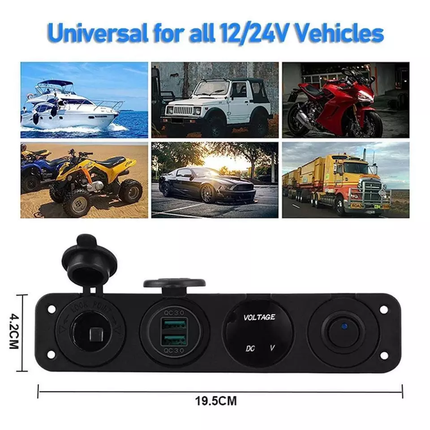 4 in 1 Charger Outlet Socket Panel QC Dua 12V USB Power Outlet Car Switch - salelink.co.nz