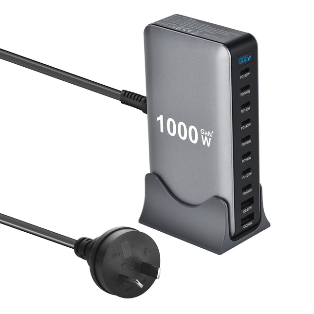 1000W 10-Port USB C Fast Charging Station Wall Adapter