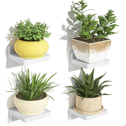 Mini Floating Shelves Wall Mounted Set of 4 White