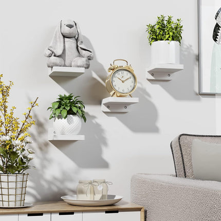 Mini Floating Shelves Wall Mounted Set of 4 White