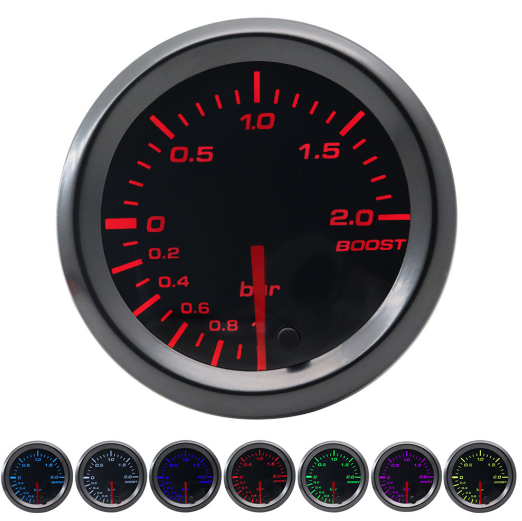 52mm Tinted 7 Turbo Boost Gauge 7 Color LED Display