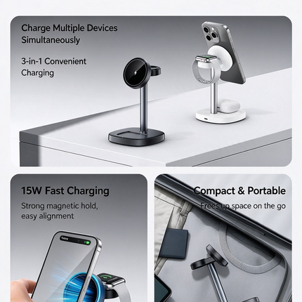 3 in 1 Wireless Charger for Apple