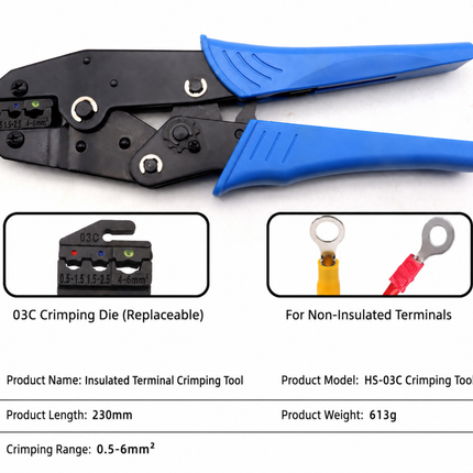 Cable Ratchet Crimper Insulated Terminal Wire Ferrule Plier Crimping Tool