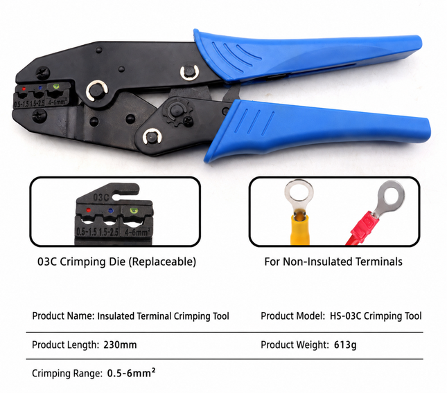 Cable Ratchet Crimper Insulated Terminal Wire Ferrule Plier Crimping Tool