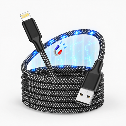 Magnetic Coiled USB to Lightning Cable 60W Fast Charger Cord
