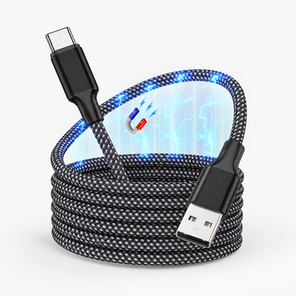Magnetic Coiled USB A to USB Type C Cable 60W 3.3FT Fast Charger Cord