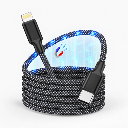 Magnetic Coiled Type C to Lightning Cable 60W Fast Charger Cord