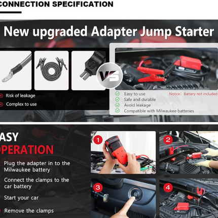 8AWG Jump Starter Cable for Milwaukee M18 Series Batteries