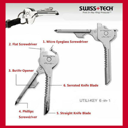 6 in 1 Multi Function Stainless Steel Utility Key Tool Knife Screwdeiver
