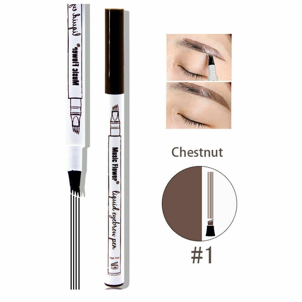 #1 Chestnut Waterproof Music Flower Liquid Eyebrow Pencil with Four Tips Brow Tattoo Pen