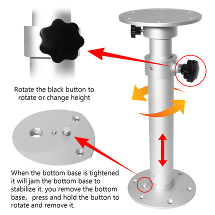 Table Pedestal Telescopic Leg for RV Marine Boat Caravan Motorhome