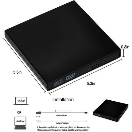 USB External CD DVD ROM Writer Burner Player Drive PC Laptop for Windows Mac - salelink.co.nz