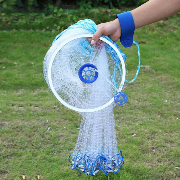 Fishing Net Quick Throw Mono Nylon Mesh Drawstring Chain Bottom Spread