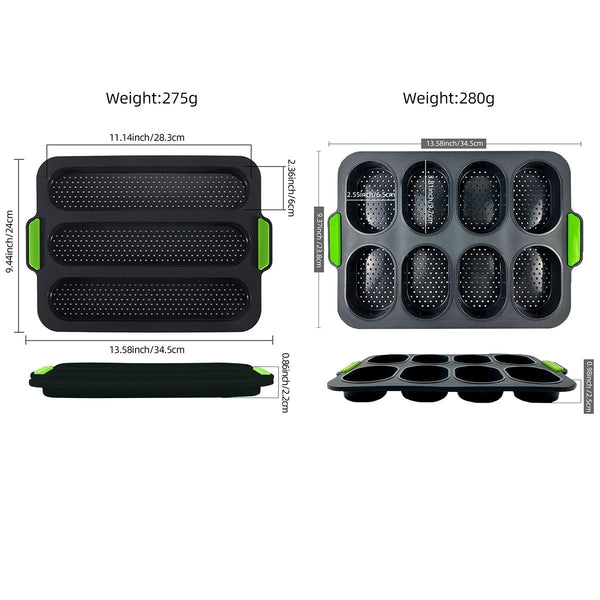 2pcs Silicone Cake Moulds Baking Pan Tray for French Bread Burger Mold