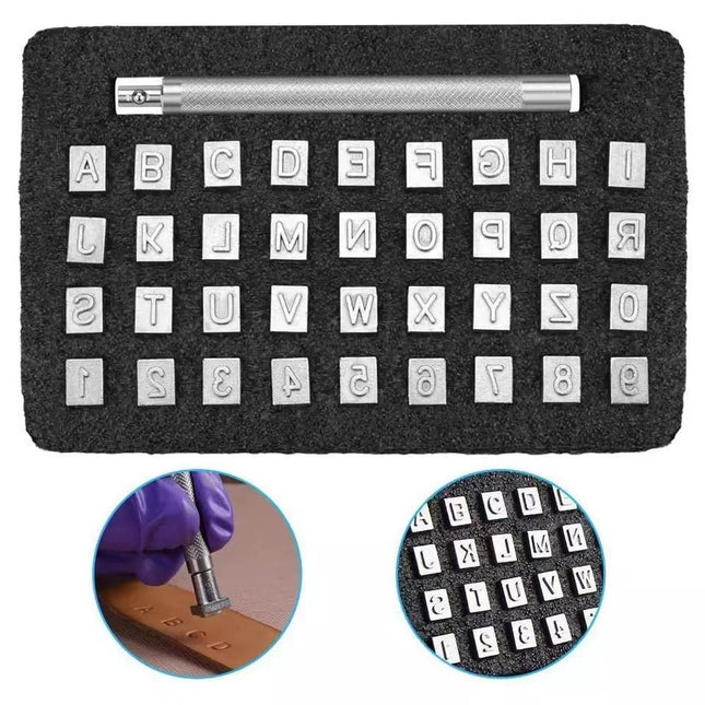 36pcs Steel Punch Alphabet Letter Number Stamper Set Leather Punching Tools - salelink.co.nz