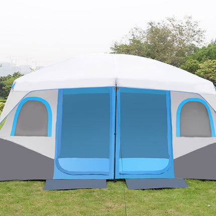 Camping Tent 420x305x210cm - Blue/Grey/White