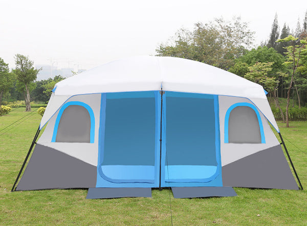 Camping Tent 420x305x210cm - Blue/Grey/White