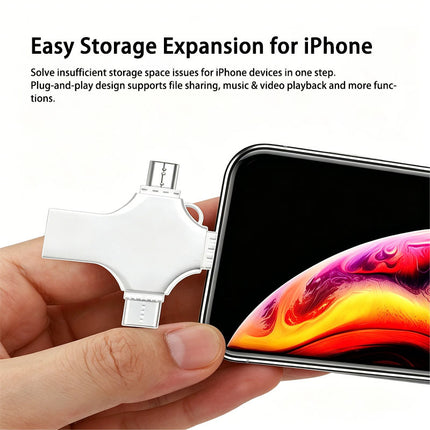 4-in-1 USB Flash Drive 64GB – Lightning, Type-C, Micro USB & USB 2.0