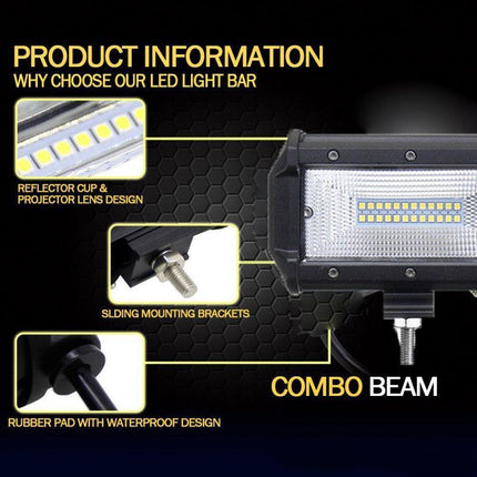 2x LED Work Light Bar Flood Light Lamp Offroad 4WD Car Truck SUV 12-24V - salelink.co.nz