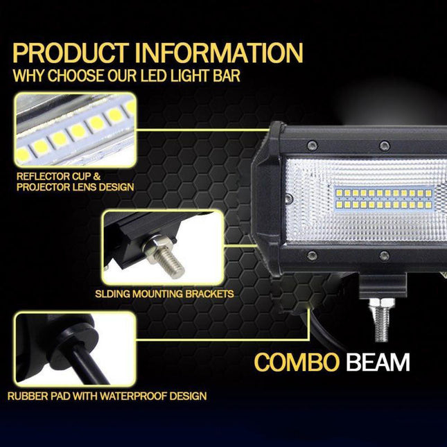 2x LED Work Light Bar Flood Light Lamp Offroad 4WD Car Truck SUV 12-24V - salelink.co.nz