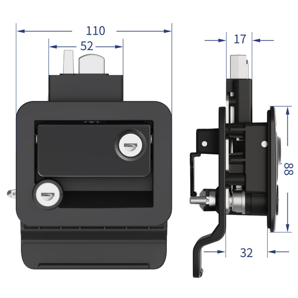 Black RV Entry Door Lock Camper Travel Trailer Latch Key