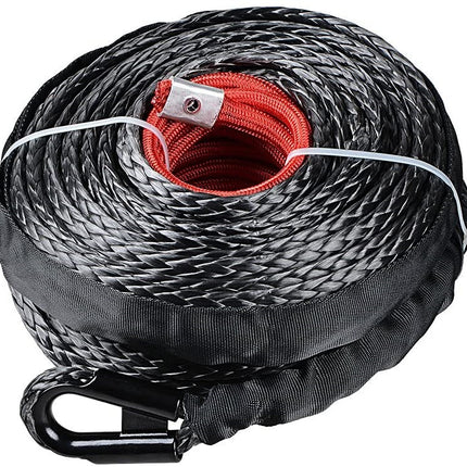 Winch Rope 29M Dyneema Synthetic Car Tow Recovery Cable 4WD BLK - salelink.co.nz