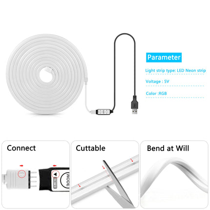 USB RGB Neon LED Strip Light 5M Music Sync Kit