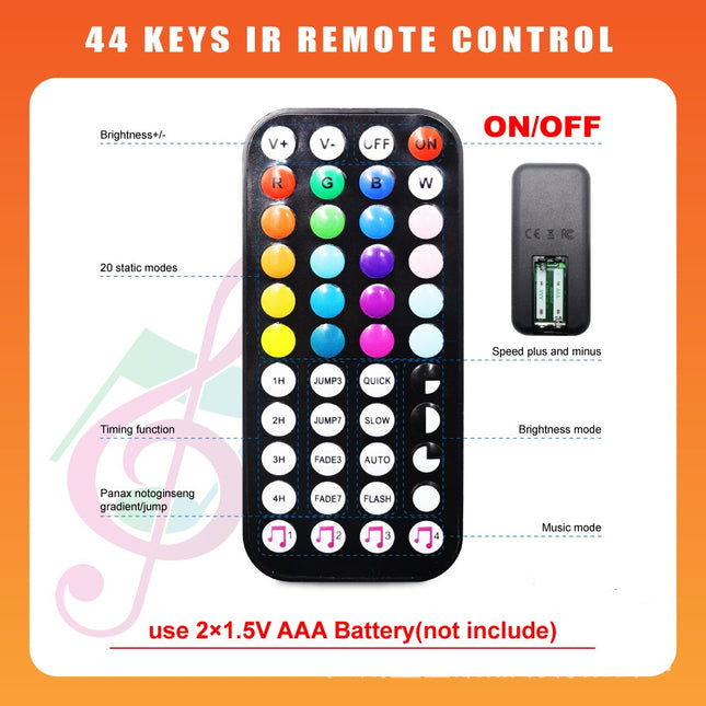 USB RGB Neon LED Strip Light 5M Music Sync Kit