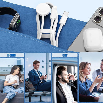 3-in-1 USB-C Charging Cable for Apple Watch, iPhone, iPad & USB-C Android Phones
