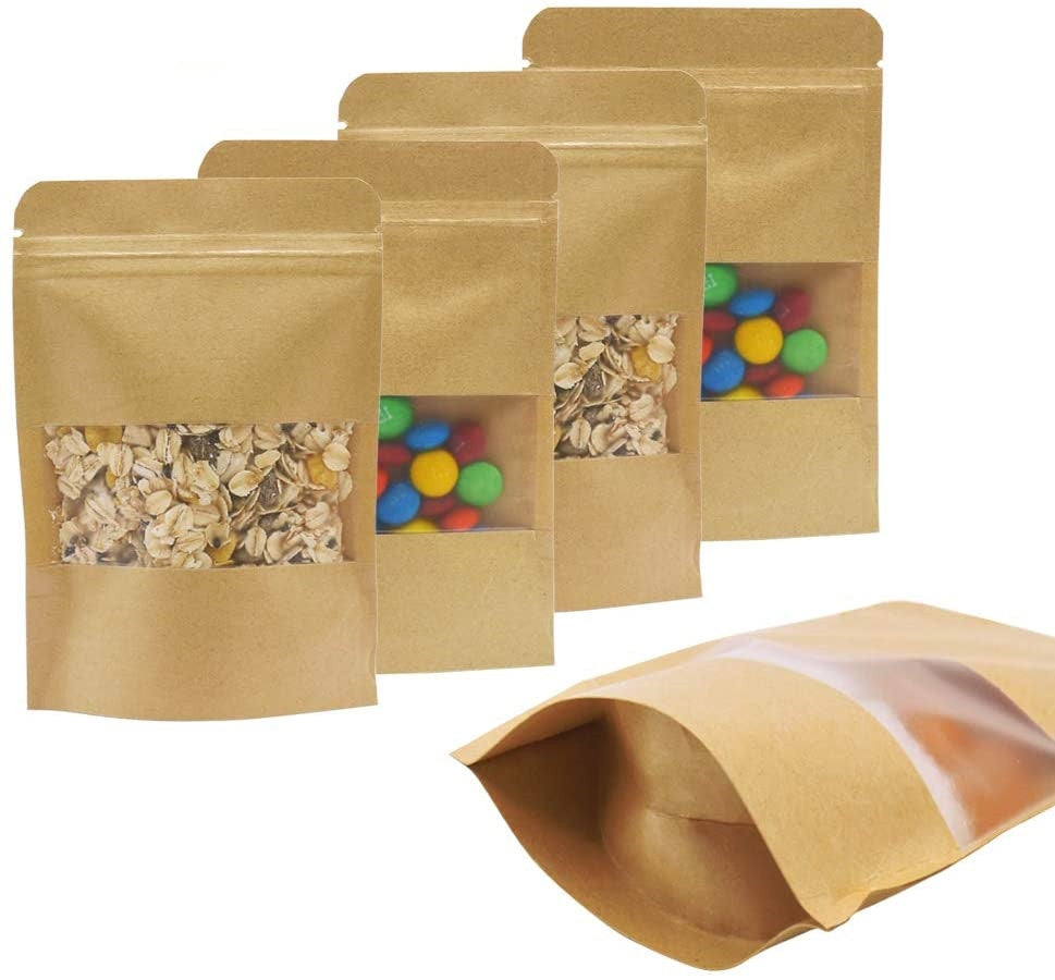 50PCS 18x26cm Kraft Paper Bags Food Storage Pouch - salelink.co.nz