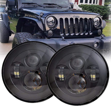 Pair 7'' Inch Round LED Headlights For Jeep Wrangler TJ JK 1997-2017 Motorcycle