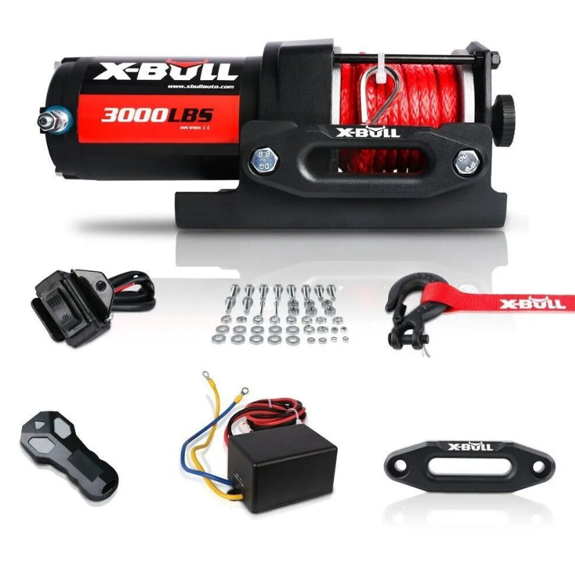 X-BULL Electric Winch Boat 3000LBS 12V Synthetic Rope Wireless Remote ATV UTV