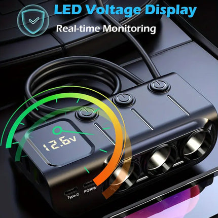 PD Fast Charging Car Lighter Adapter Splitter Cigarette Lighter Socket - salelink.co.nz