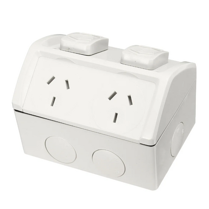 Weatherproof Double GPO Power Point Outlet 10Amp IP53 - salelink.co.nz