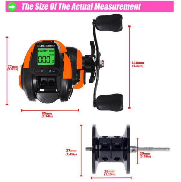 Baitcasting Fishing Reel With Electronic Led Screen 7.2:1 10kg Max Drag