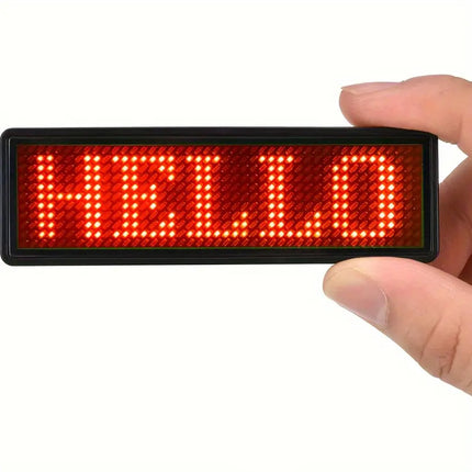 Customizable Rechargeable Scrolling LED Name Badge Tag Logo Display - Red