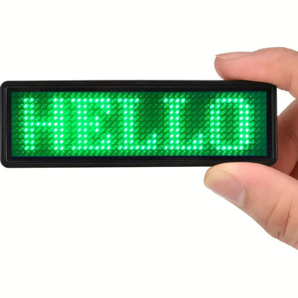 Customizable Rechargeable Scrolling LED Name Badge Tag Logo Display - Green