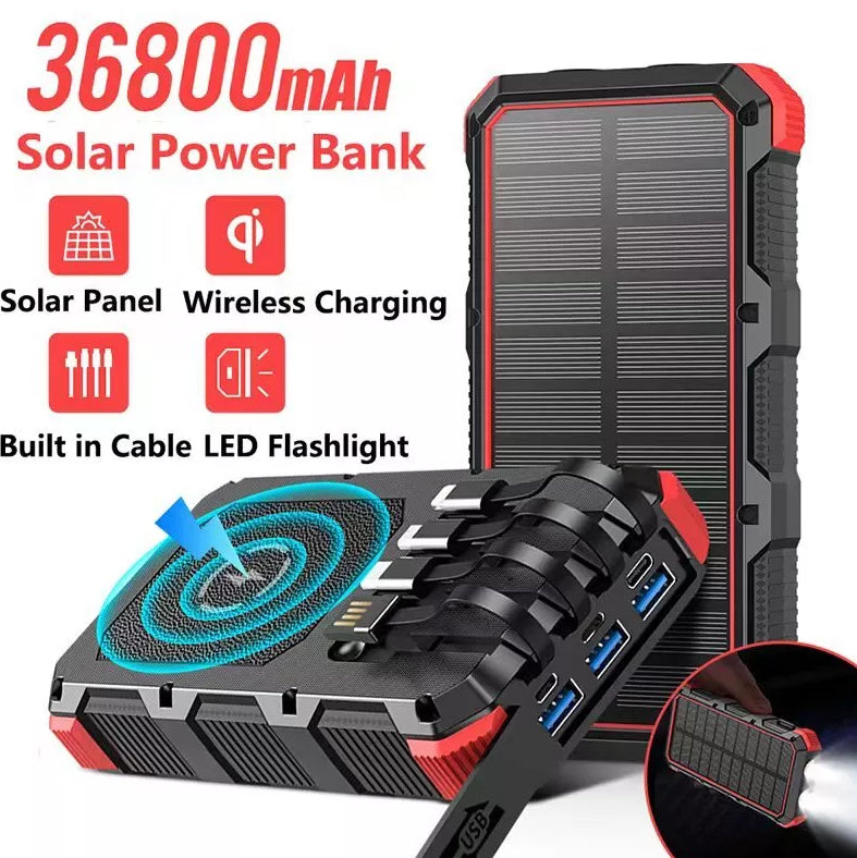 Solar Power Bank With Charging Cable