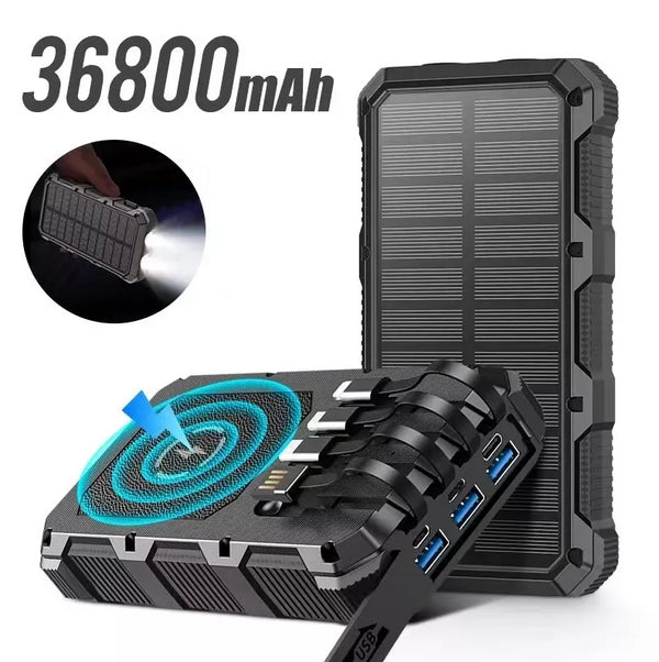 Solar Power Bank With Charging Cable