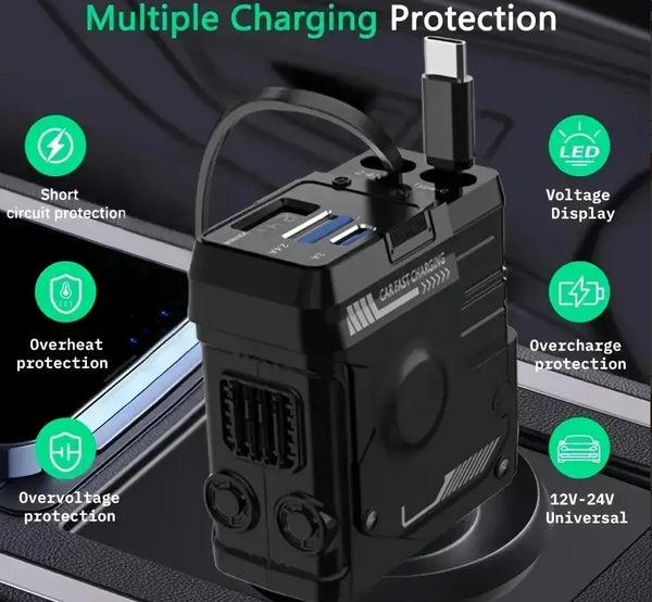 Cigarette Light Adapter Charger with Type C Cable