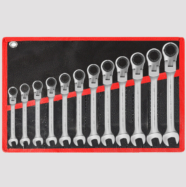 12Pc Metric Flexi Head Ratchet Spanner Wrench Set 8mm - 19mm Combination - salelink.co.nz