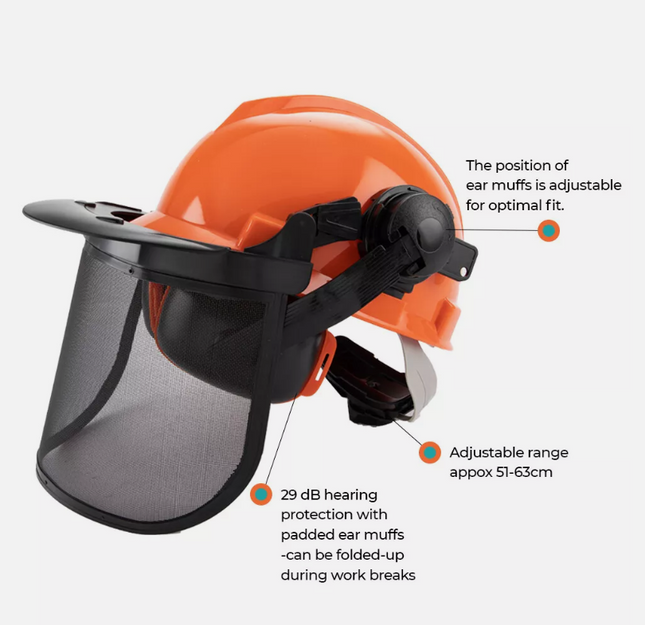 at Safety Helmet Face Shield With Visor Ear Muff for Chainsaw - salelink.co.nz